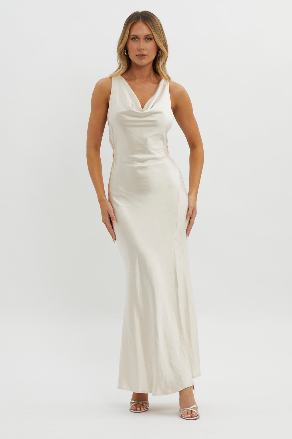 Gwendelynn Floral Back Strap Dress Champagne by Selfie Leslie Australia