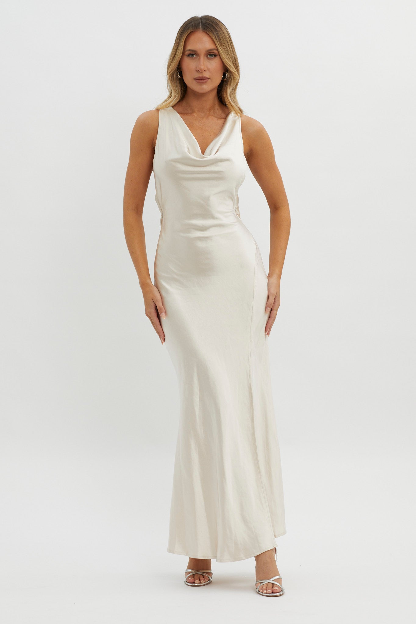 Gwendelynn Floral Back Strap Dress Champagne by Selfie Leslie Australia