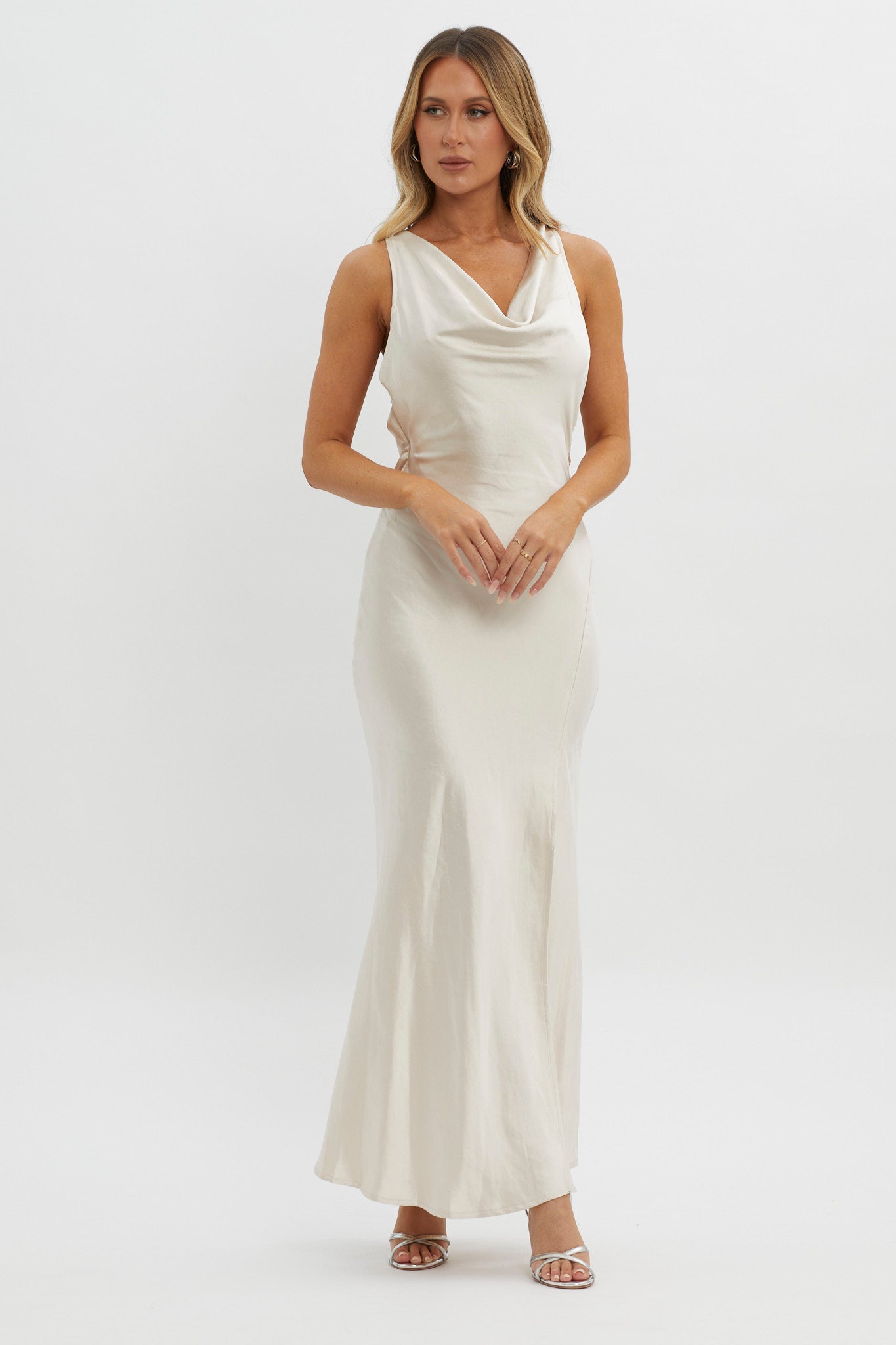 Gwendelynn Floral Back Strap Dress Champagne by Selfie Leslie Australia