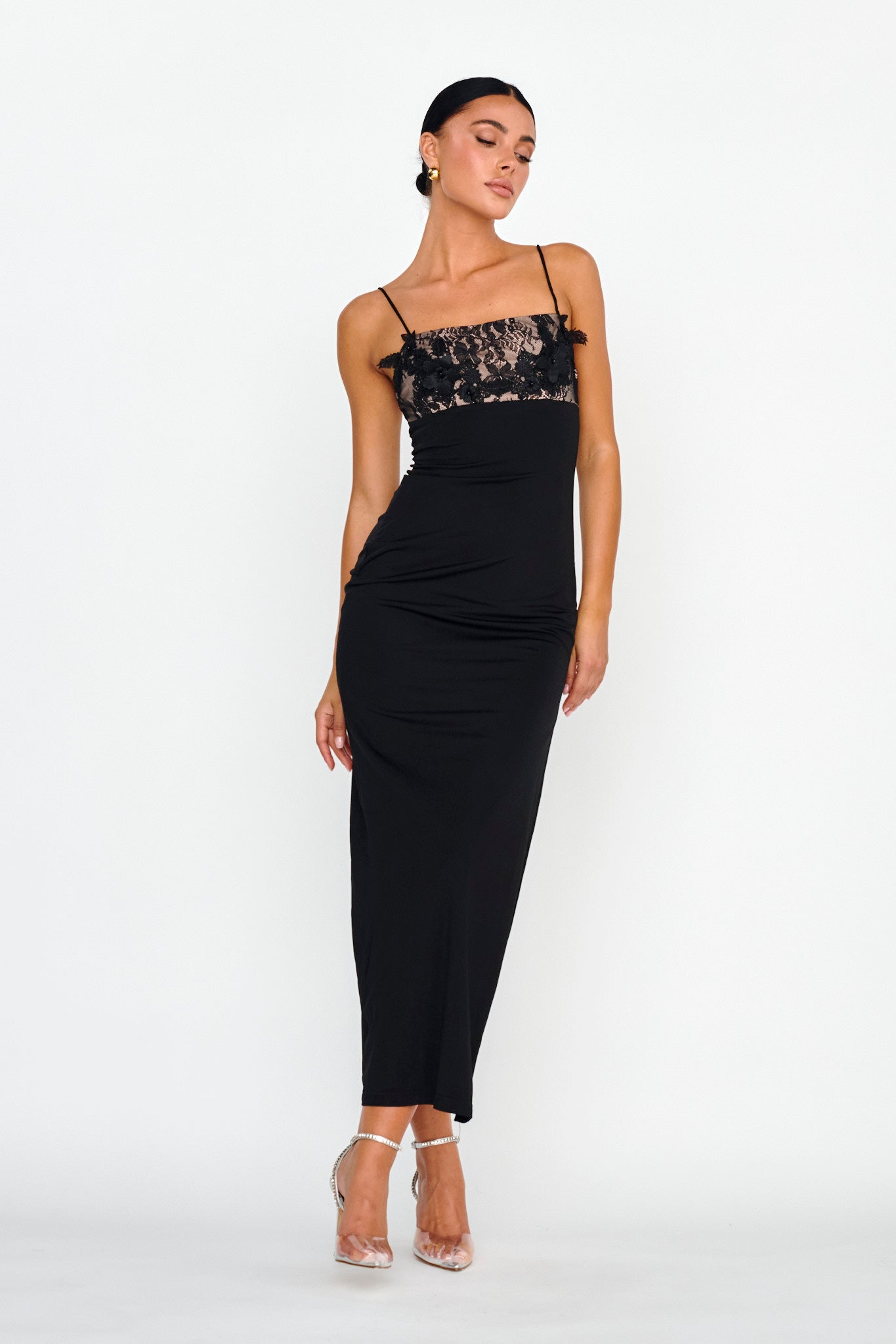 Misha Embellished Bust Midi Dress Black by Selfie Leslie Australia