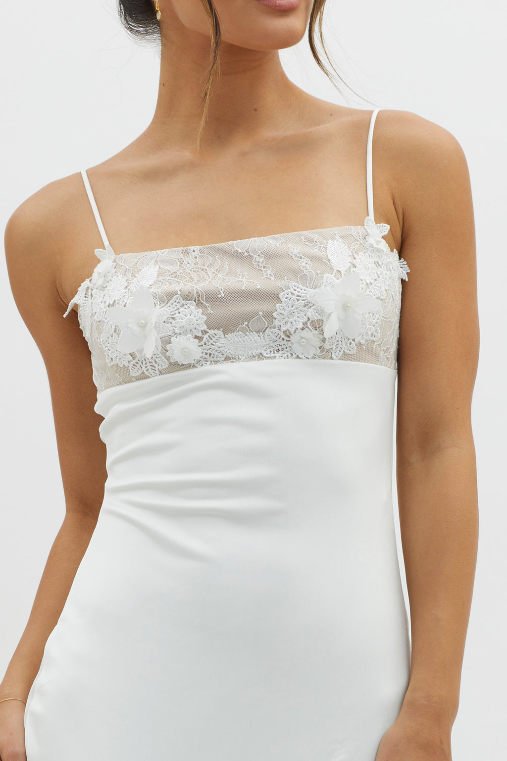 Misha Embellished Bust Midi Dress White by Selfie Leslie Australia