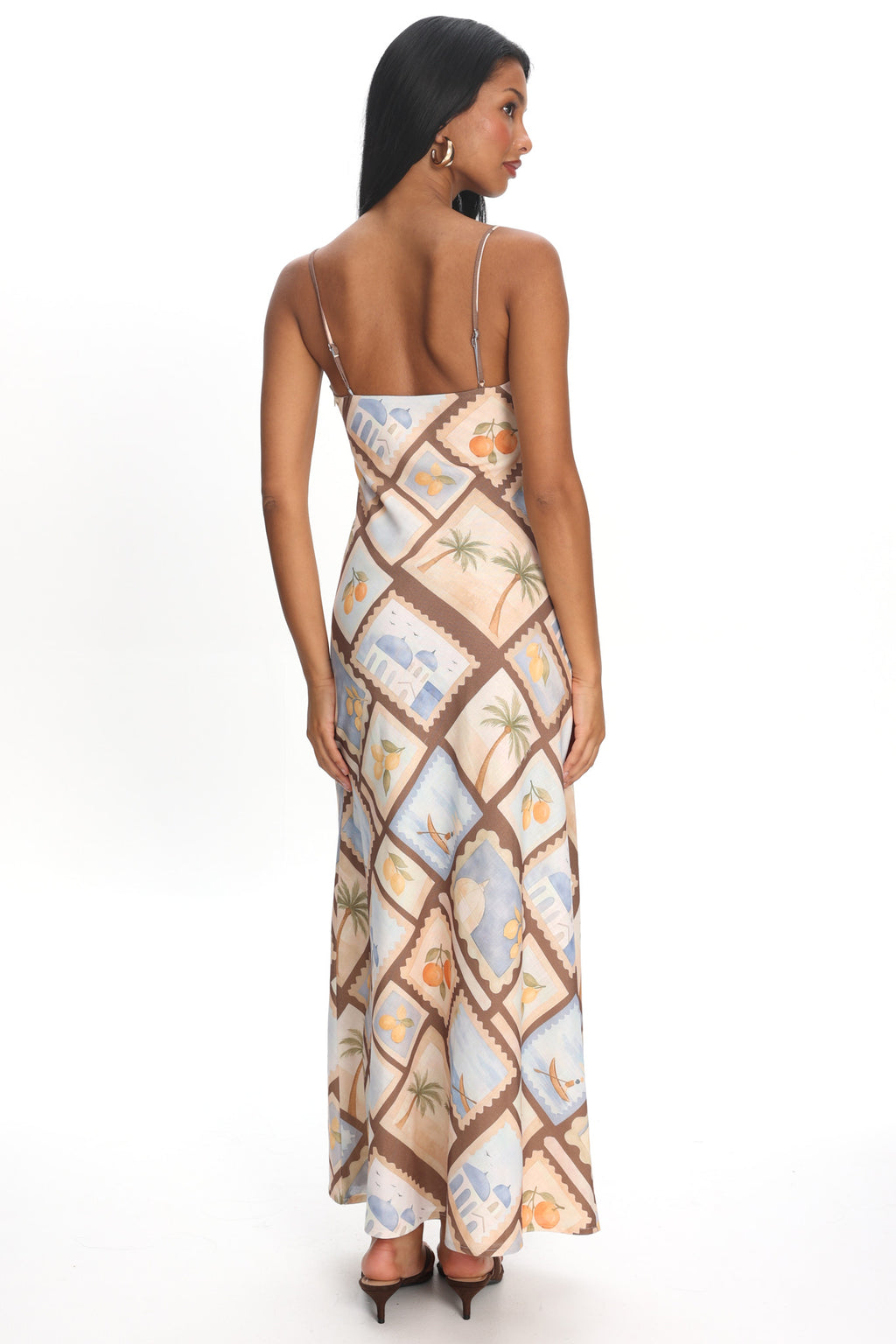 Jaya Cami Strap Maxi Dress Print Mocha by Selfie Leslie Australia