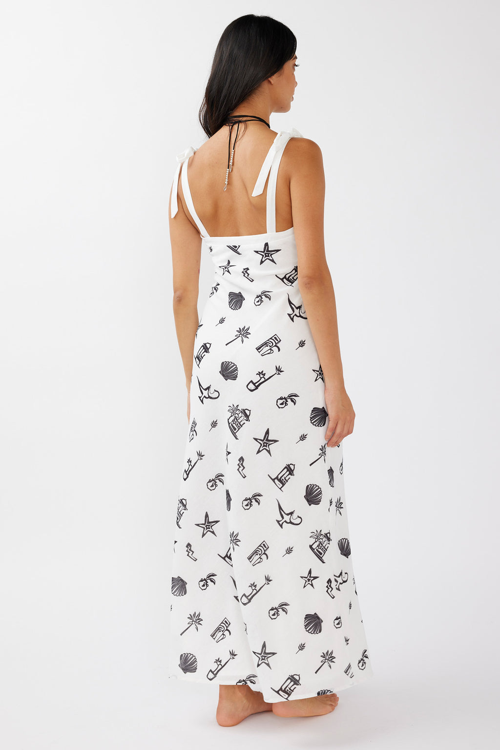 Jaya Tied Shoulder Maxi Dress Print Black by Selfie Leslie Australia