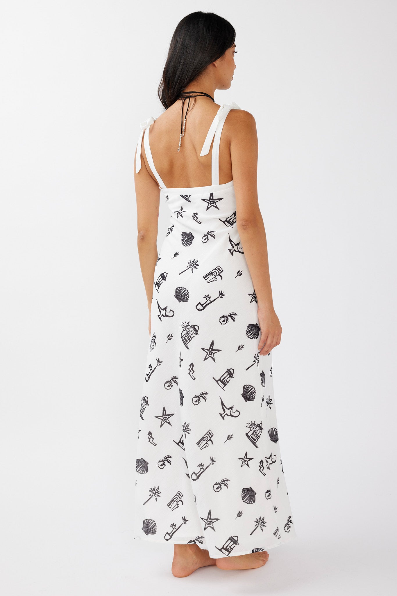 Jaya Tied Shoulder Maxi Dress Print Black by Selfie Leslie Australia