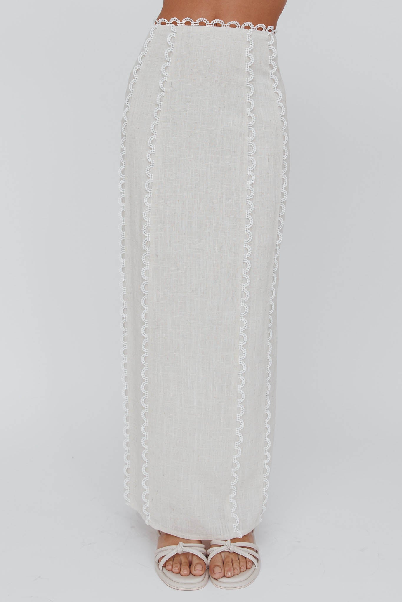 Chamberlain Scallop Trim Maxi Skirt Sand by Selfie Leslie Australia