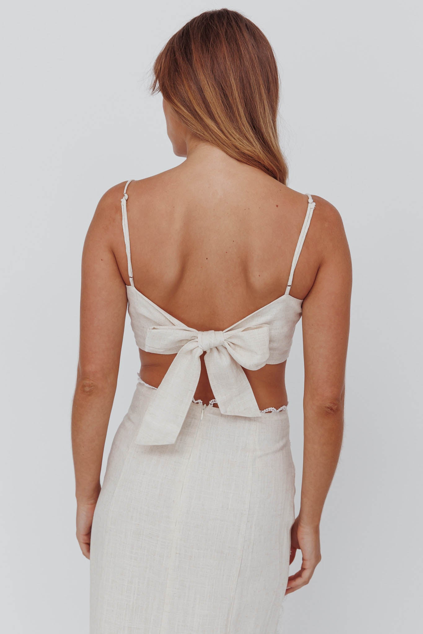 Chamberlain Scallop Trim Crop Top Sand by Selfie Leslie Australia