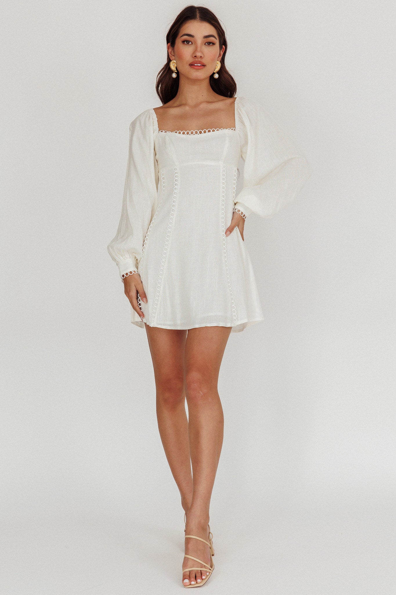 Chamberlain Balloon Sleeves Mini Dress White by Selfie Leslie Australia