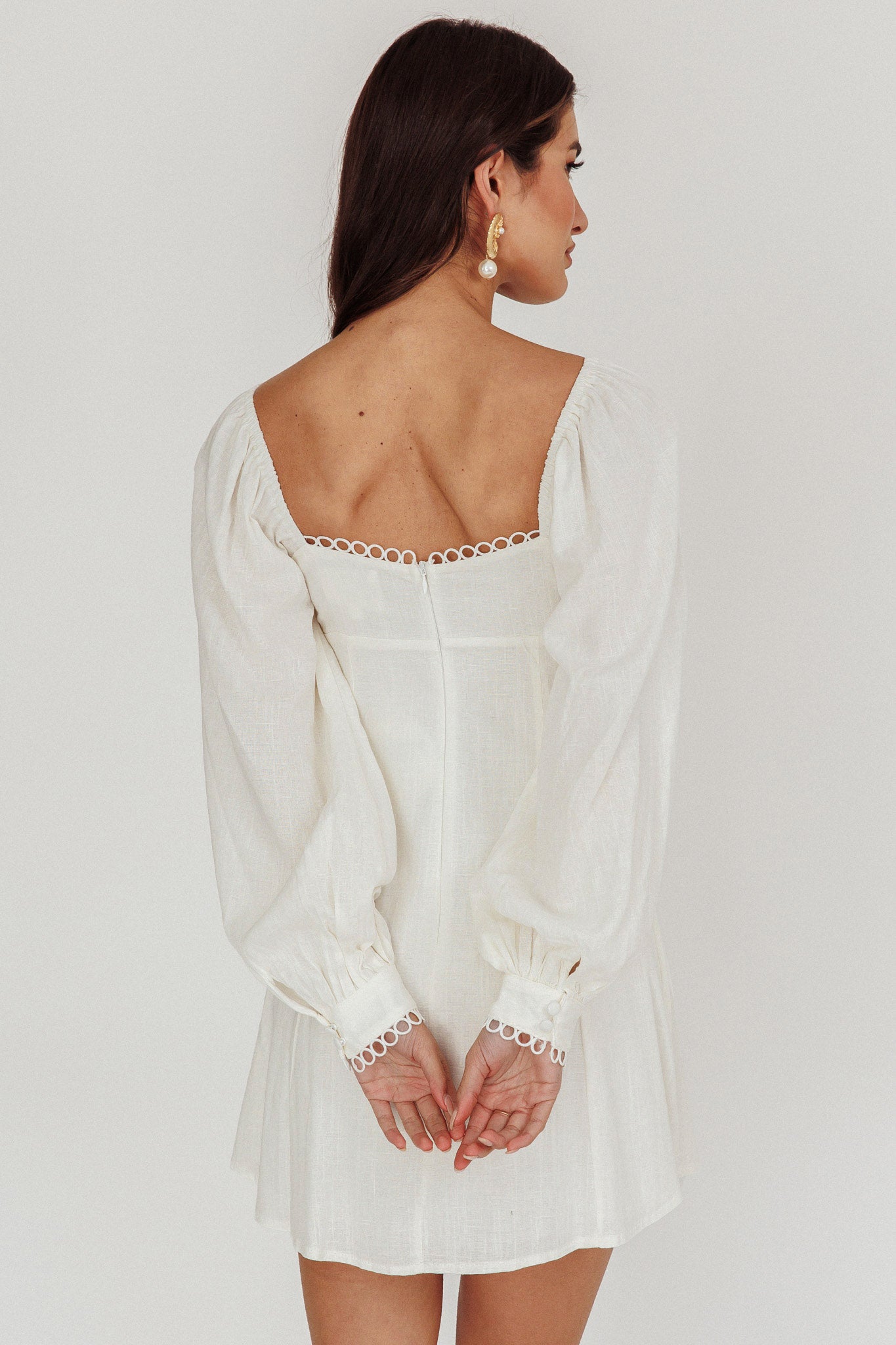 Chamberlain Balloon Sleeves Mini Dress White by Selfie Leslie Australia