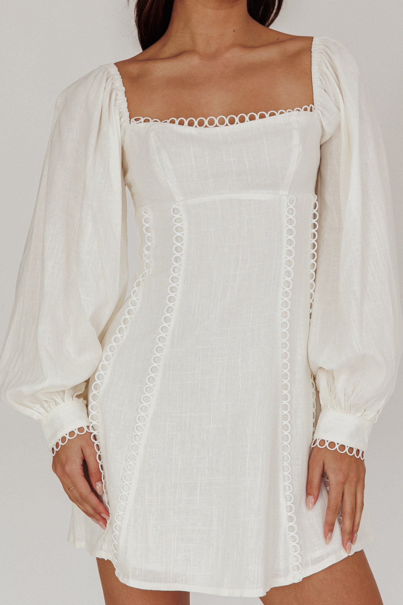 Chamberlain Balloon Sleeves Mini Dress White by Selfie Leslie Australia
