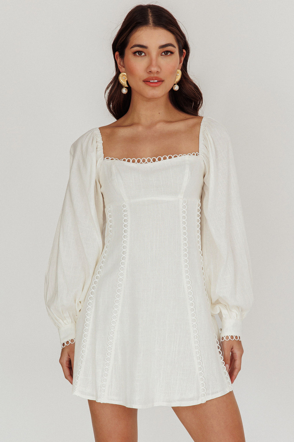 Chamberlain Balloon Sleeves Mini Dress White by Selfie Leslie Australia