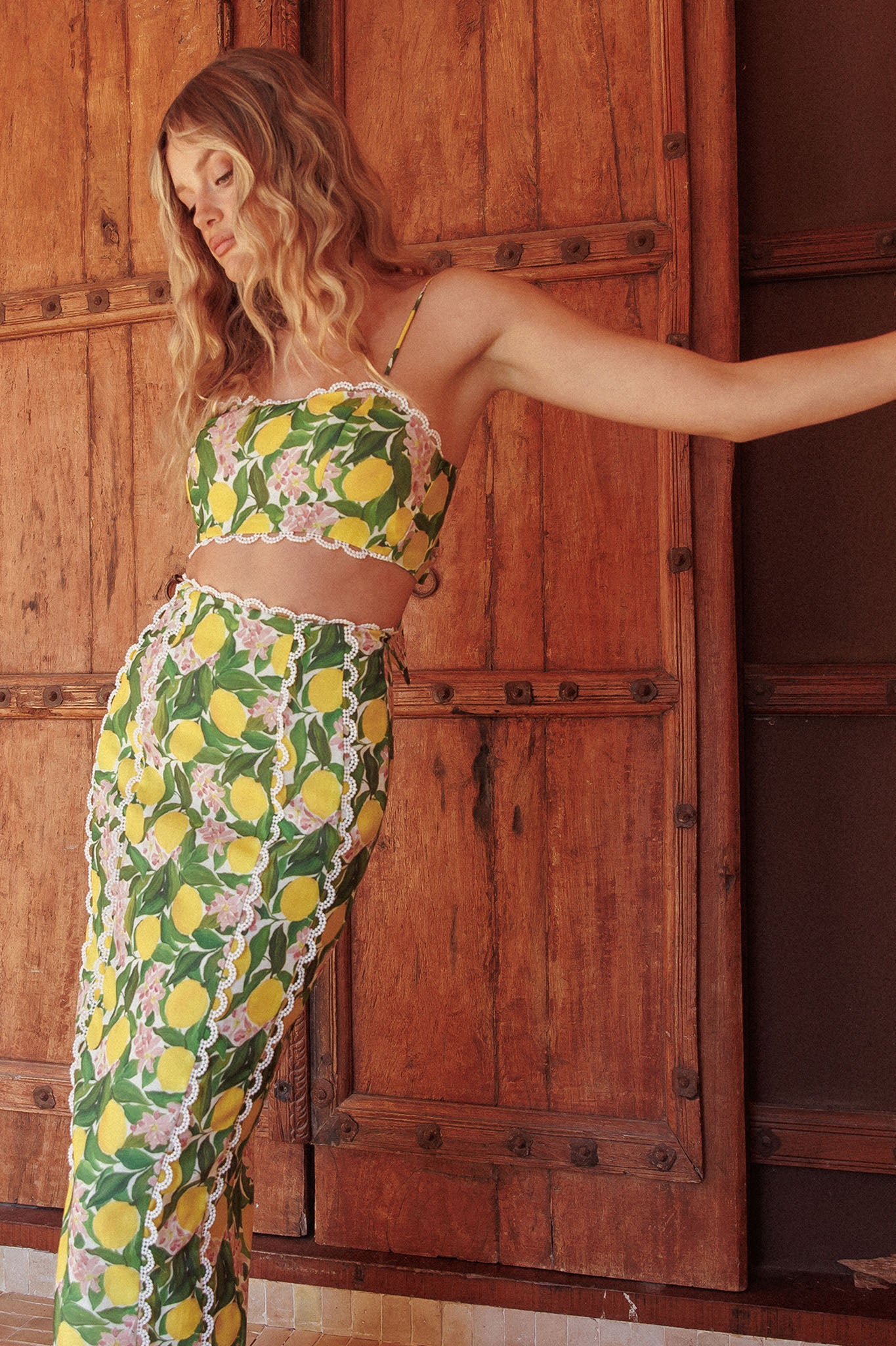 Chamberlain Scallop Trim Maxi Skirt Citrus Lemon by Selfie Leslie Australia