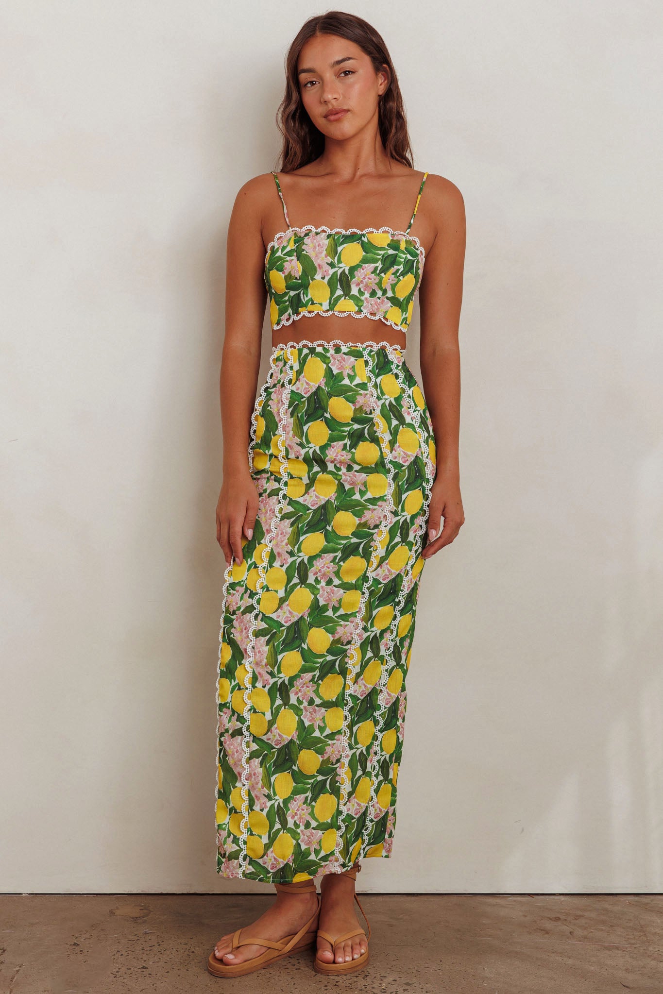 Chamberlain Scallop Trim Crop Top Citrus Lemon by Selfie Leslie Australia