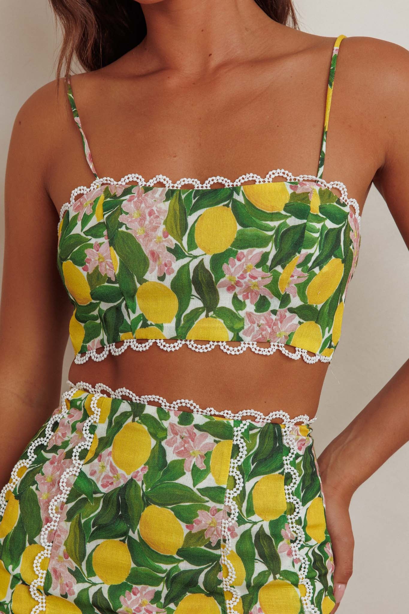 Chamberlain Scallop Trim Crop Top Citrus Lemon by Selfie Leslie Australia