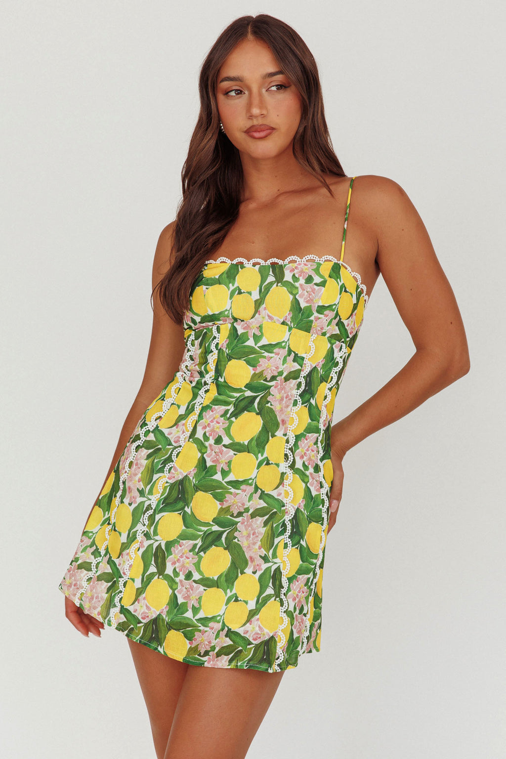 Chamberlain Scallop Trim Mini Dress Citrus Lemon by Selfie Leslie Australia