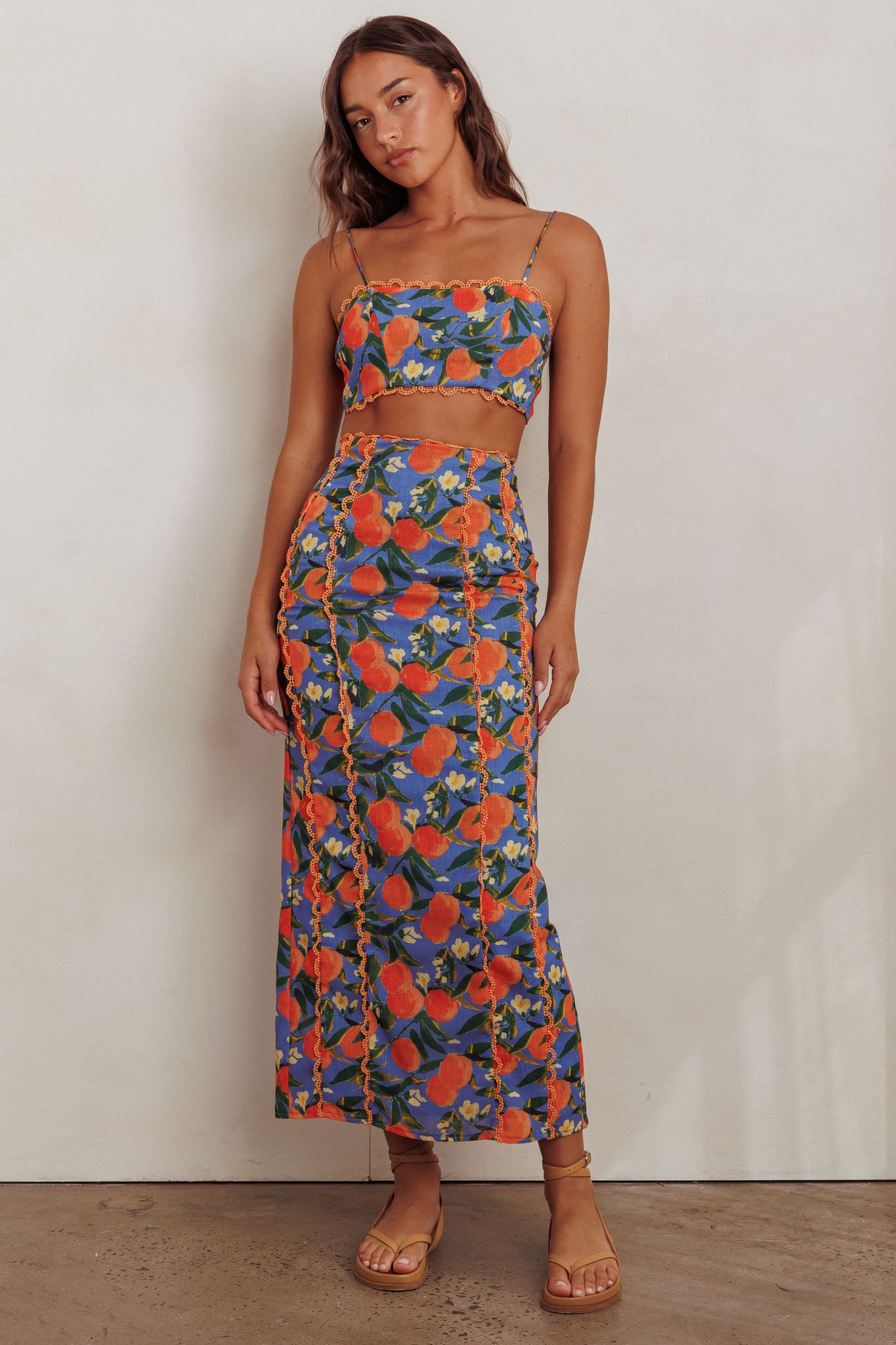 Chamberlain Scallop Trim Maxi Skirt Citrus Orange by Selfie Leslie Australia