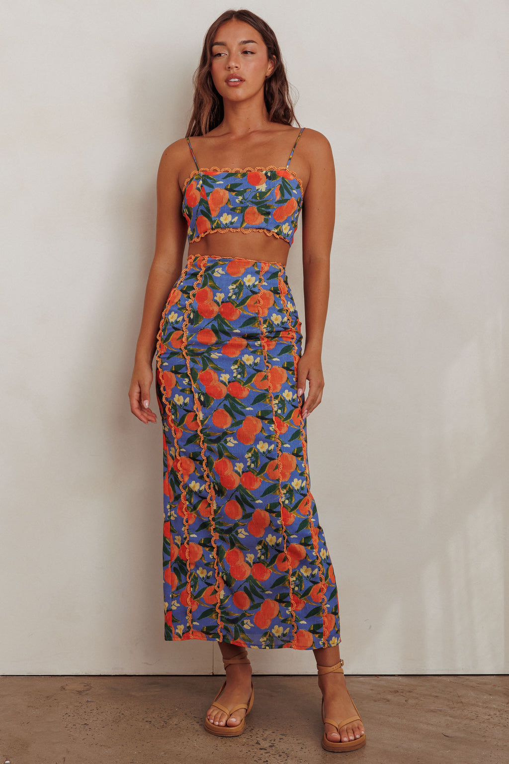 Chamberlain Scallop Trim Maxi Skirt Citrus Orange by Selfie Leslie Australia