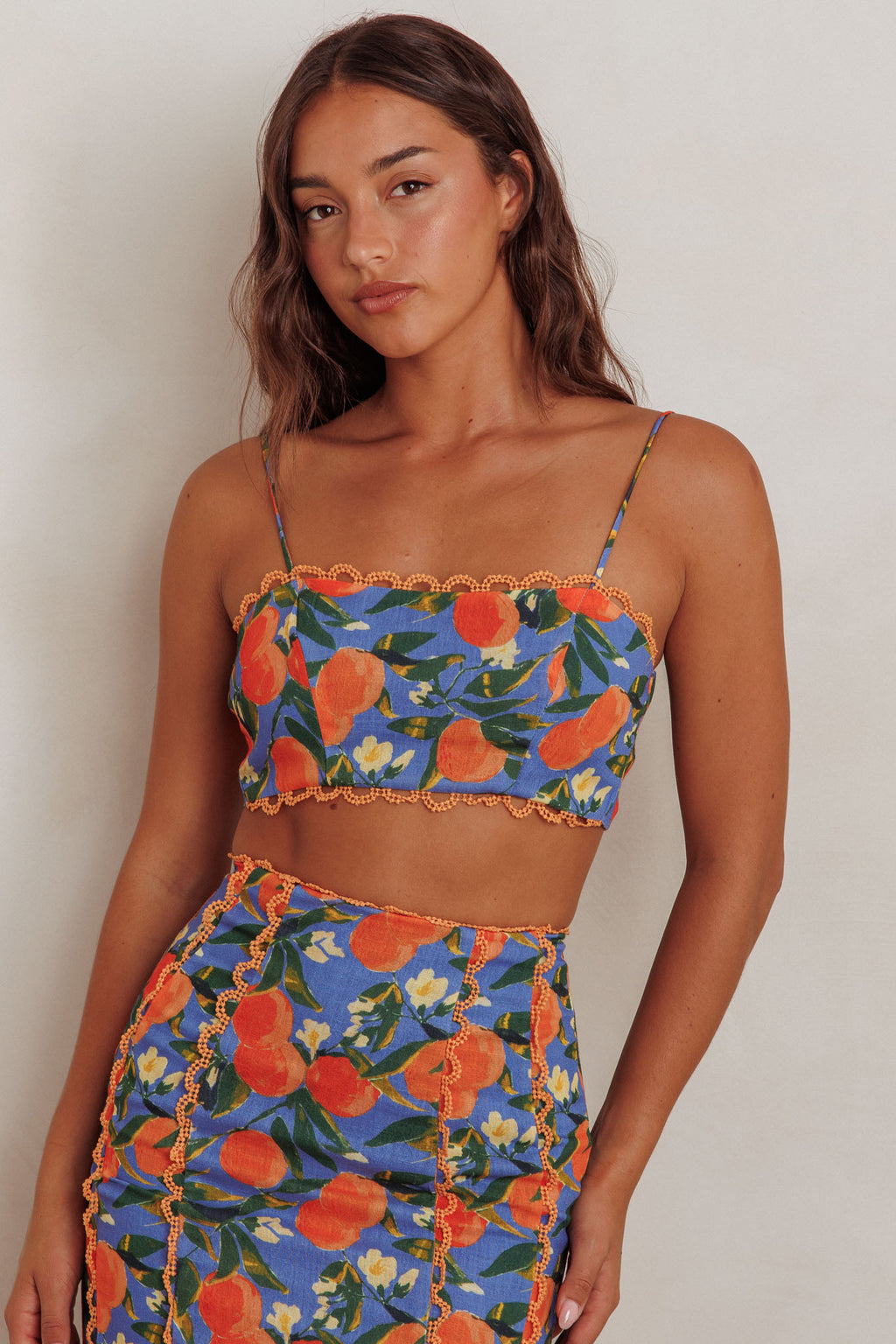 Chamberlain Scallop Trim Crop Top Citrus Orange by Selfie Leslie Australia