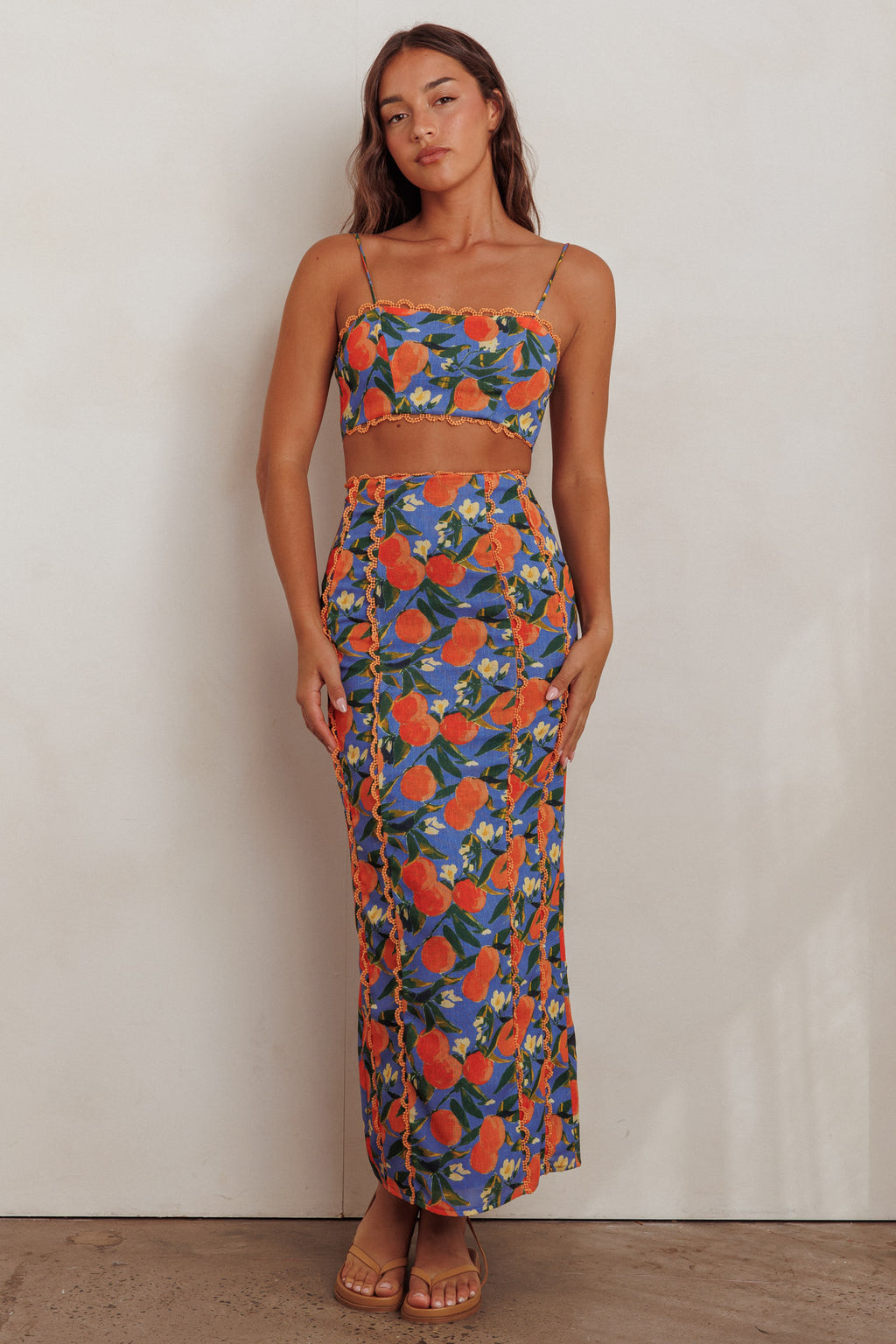Chamberlain Scallop Trim Crop Top Citrus Orange by Selfie Leslie Australia