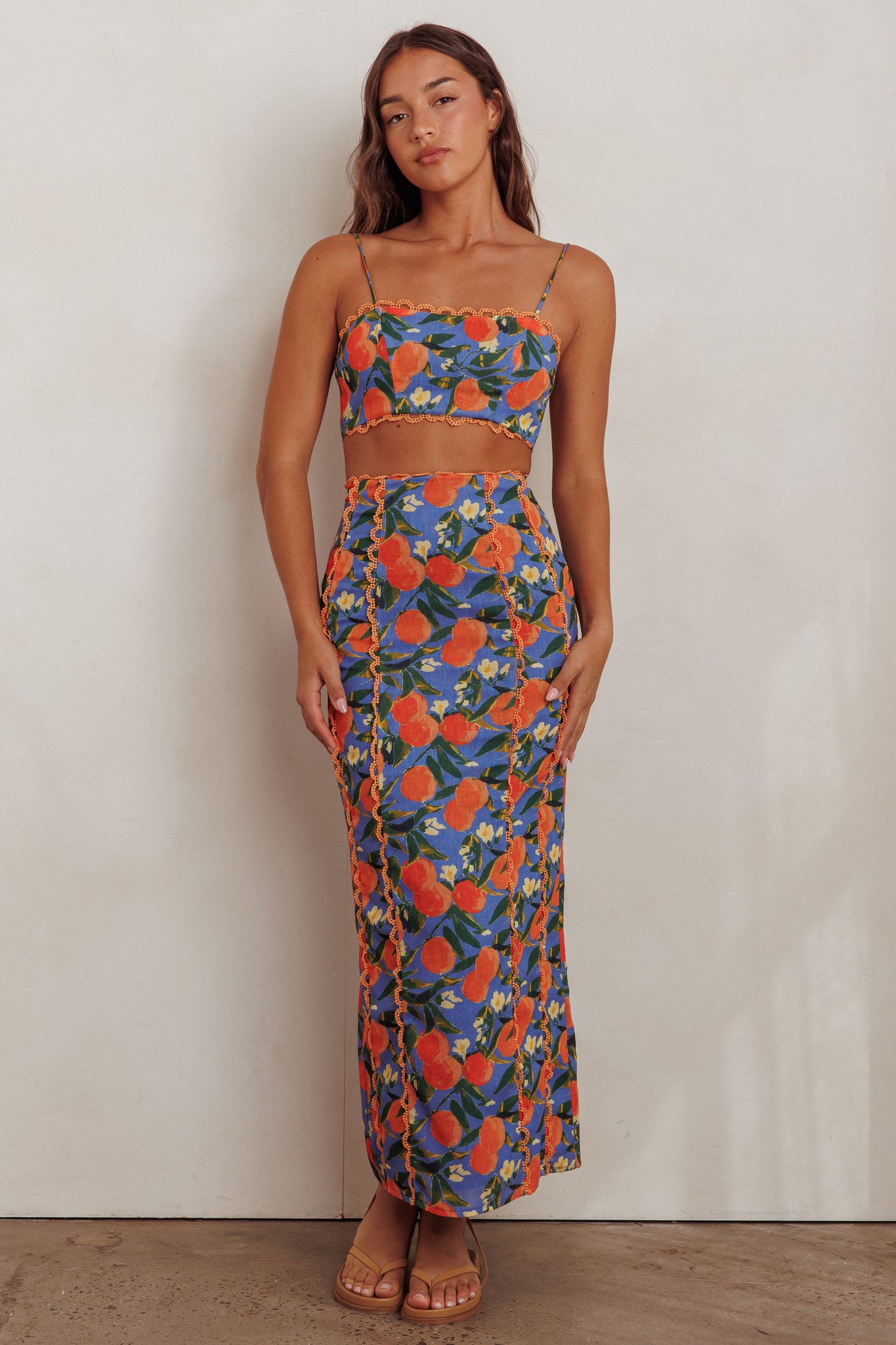 Chamberlain Scallop Trim Crop Top Citrus Orange by Selfie Leslie Australia