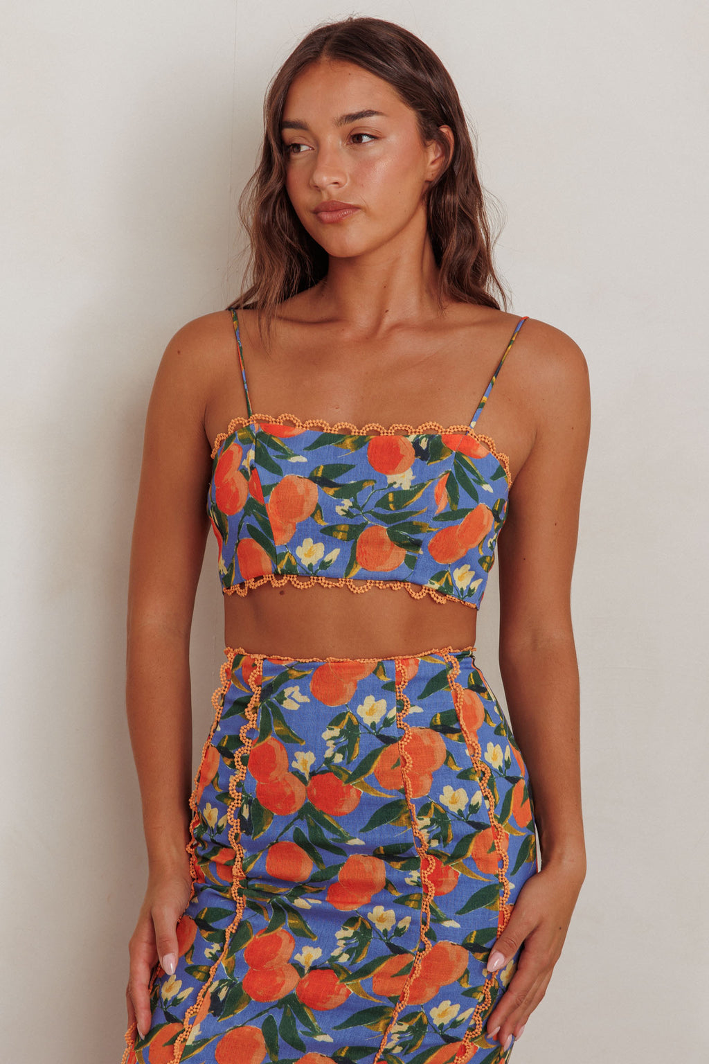 Chamberlain Scallop Trim Crop Top Citrus Orange by Selfie Leslie Australia