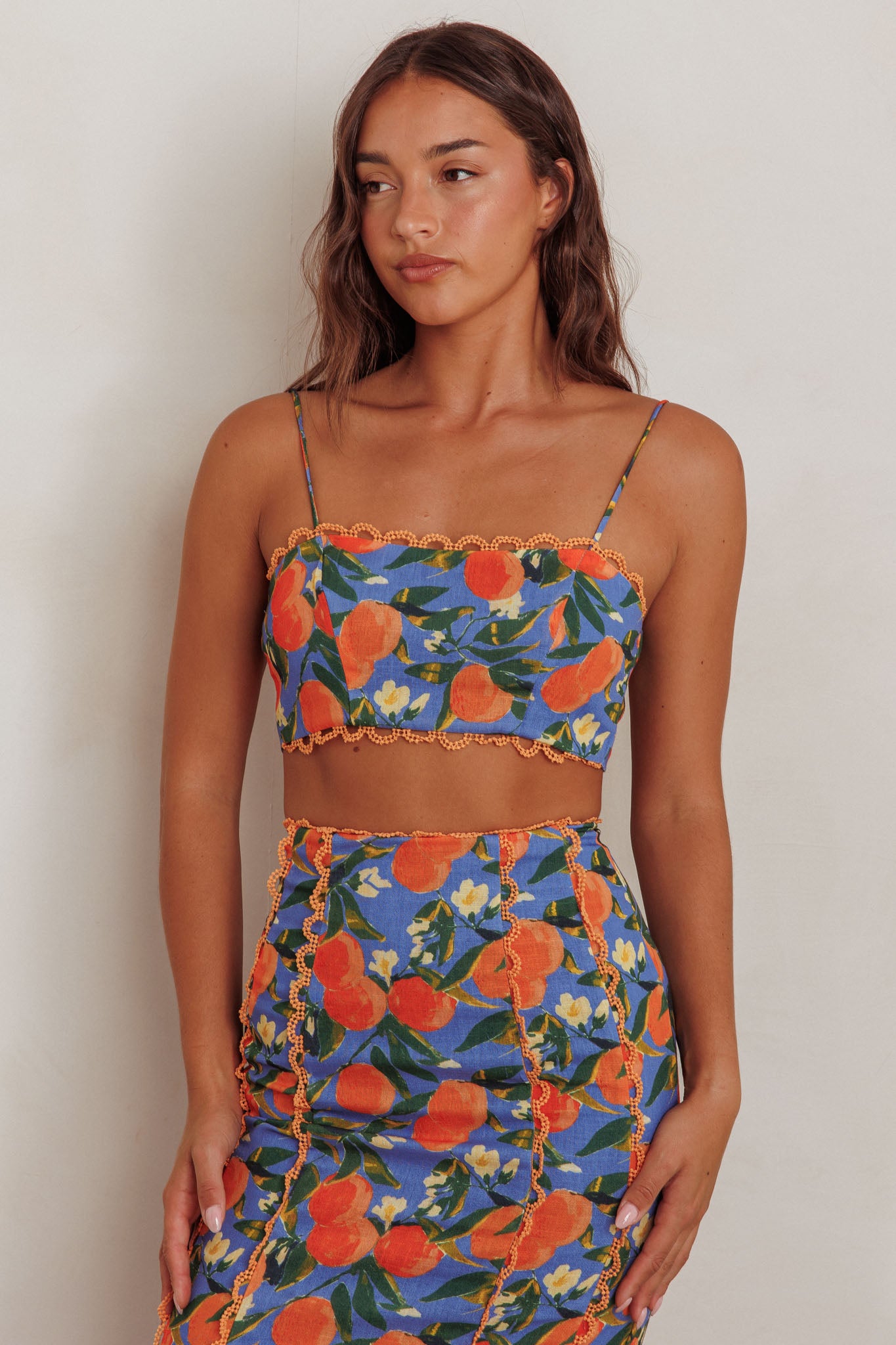 Chamberlain Scallop Trim Crop Top Citrus Orange by Selfie Leslie Australia