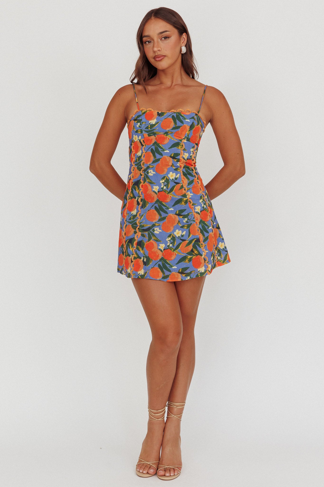 Chamberlain Scallop Trim Mini Dress Citrus Orange by Selfie Leslie Australia