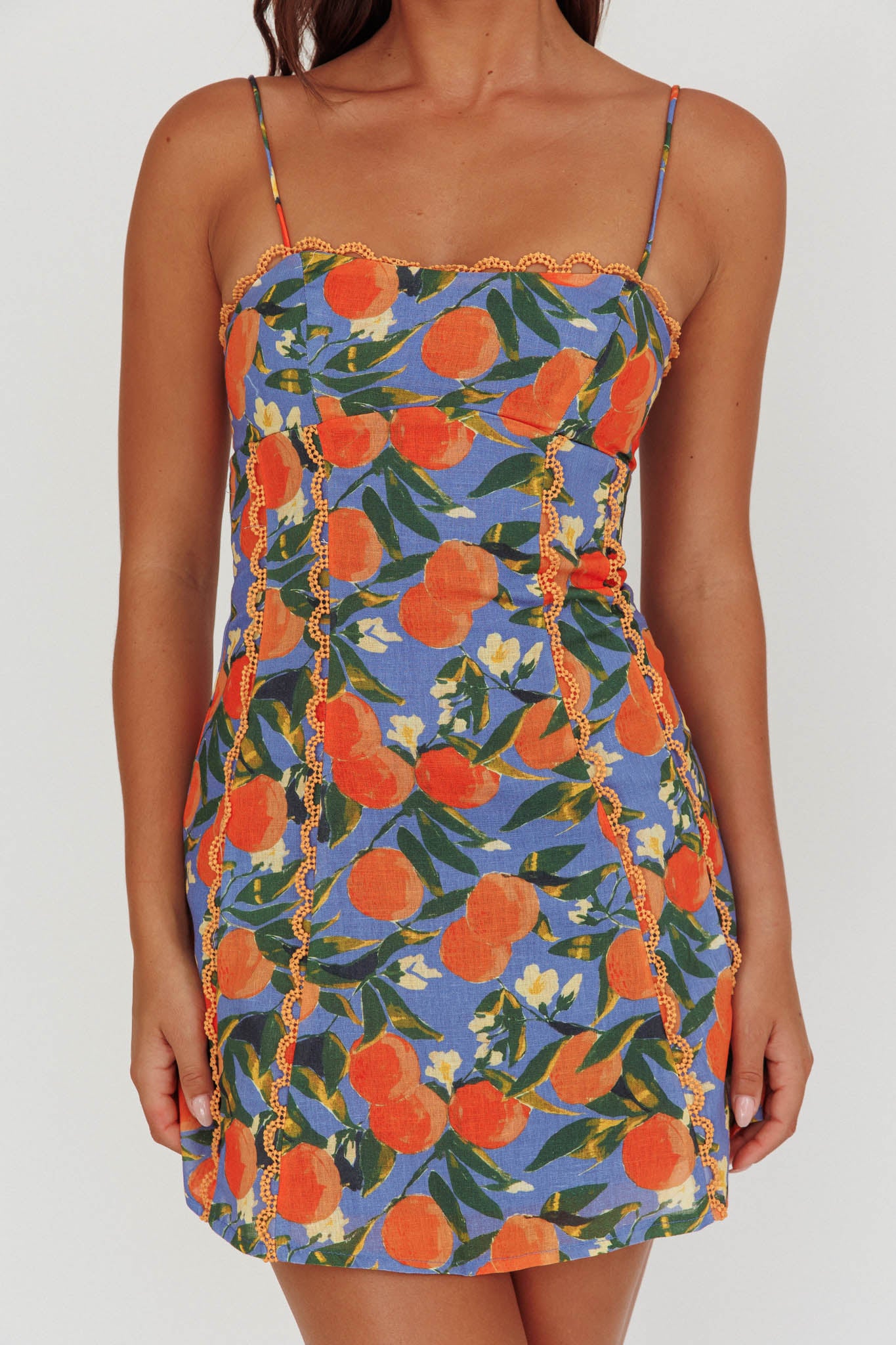 Chamberlain Scallop Trim Mini Dress Citrus Orange by Selfie Leslie Australia