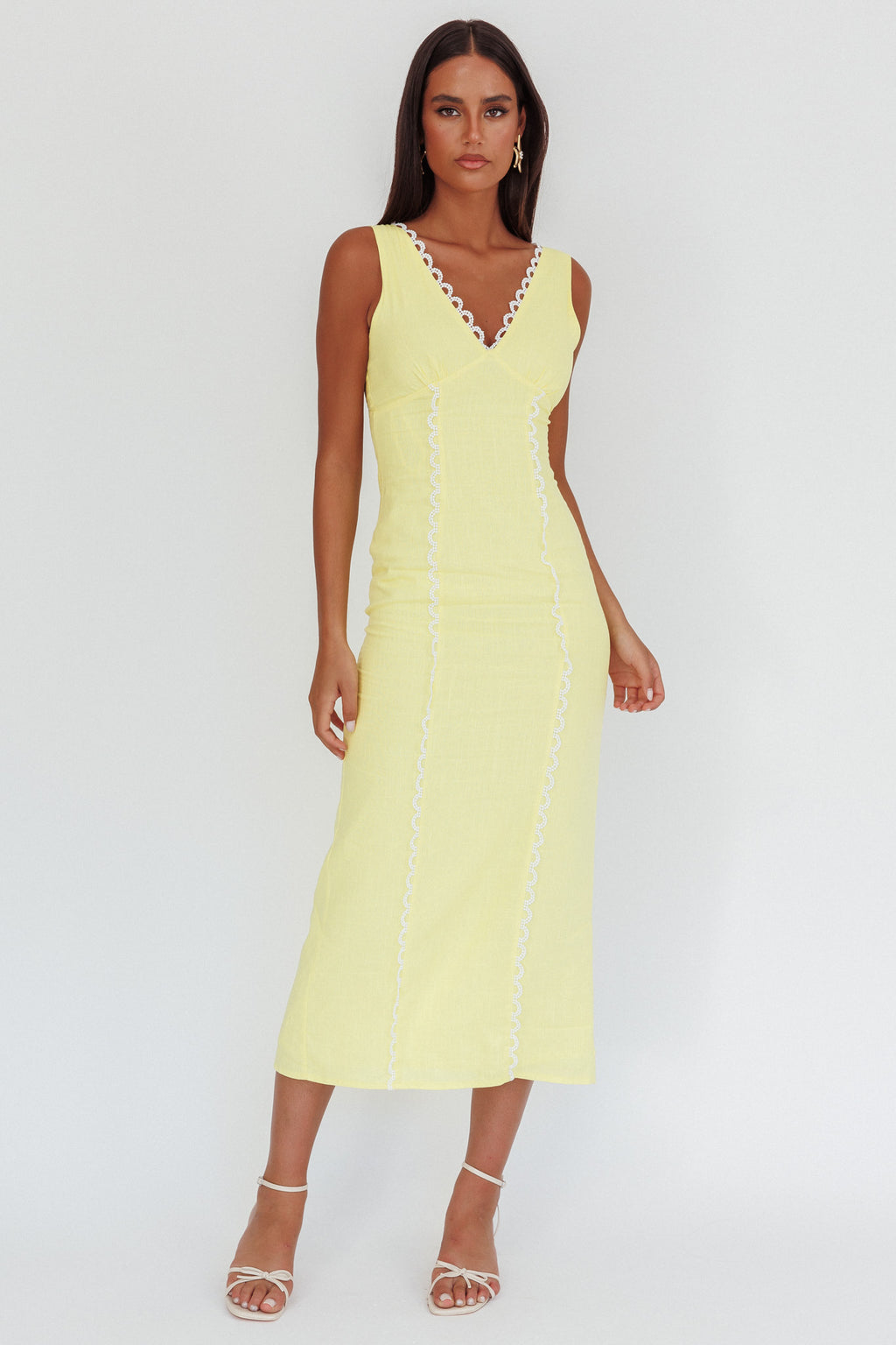 Chamberlain Scallop Trim V-Neck Maxi Dress Butter by Selfie Leslie Australia