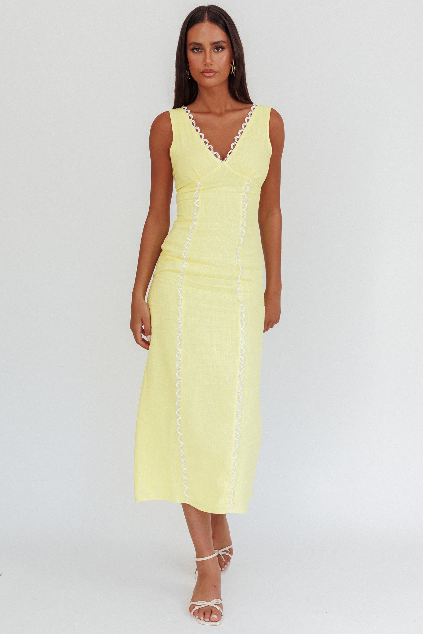 Chamberlain Scallop Trim V-Neck Maxi Dress Butter by Selfie Leslie Australia