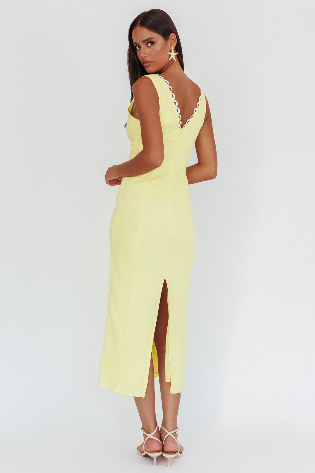 Chamberlain Scallop Trim V-Neck Maxi Dress Butter by Selfie Leslie Australia