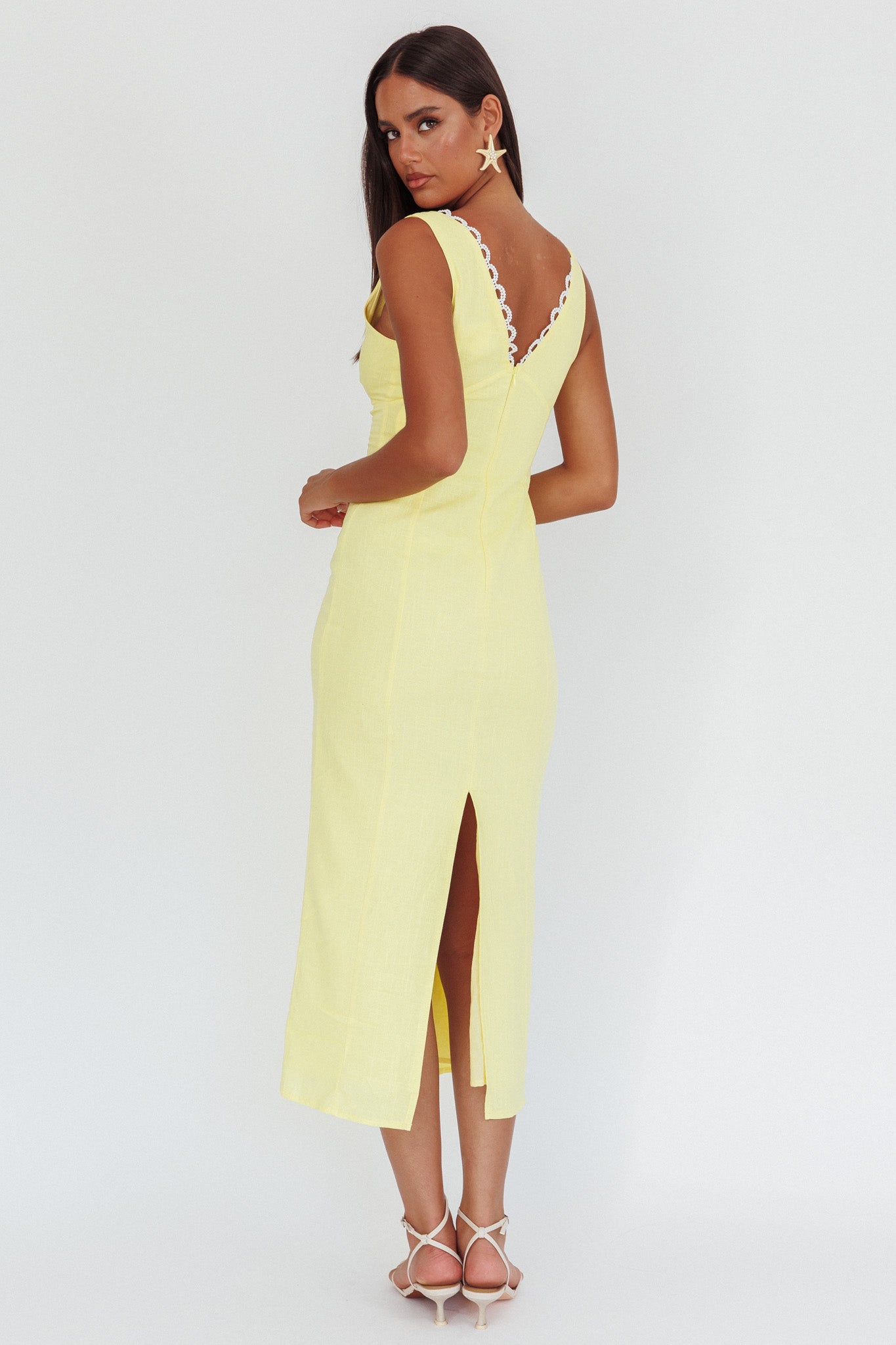 Chamberlain Scallop Trim V-Neck Maxi Dress Butter by Selfie Leslie Australia