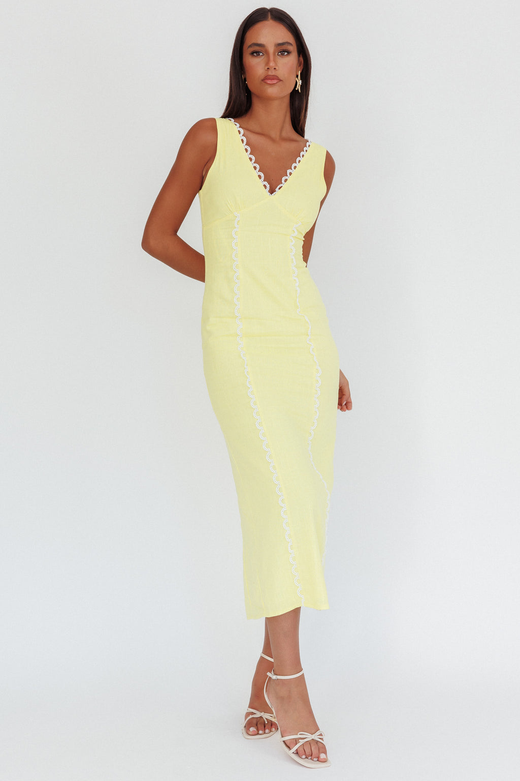 Chamberlain Scallop Trim V-Neck Maxi Dress Butter by Selfie Leslie Australia