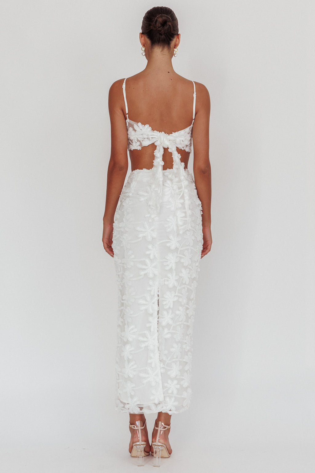 Casi Palm Tree Embroidered Maxi Skirt White by Selfie Leslie Australia