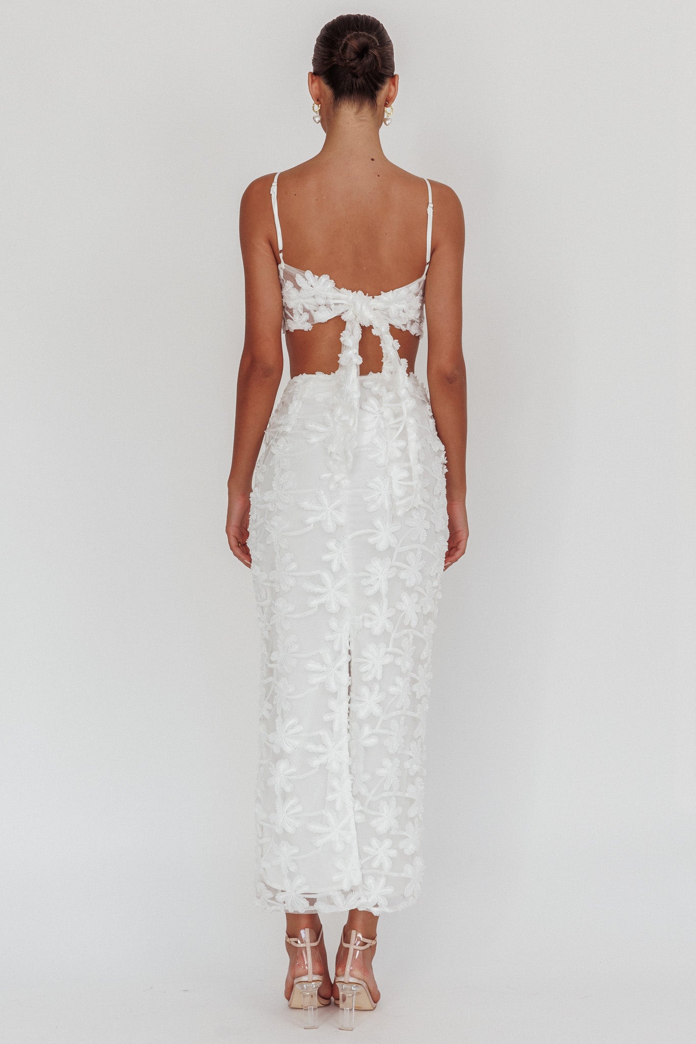 Casi Palm Tree Embroidered Maxi Skirt White by Selfie Leslie Australia
