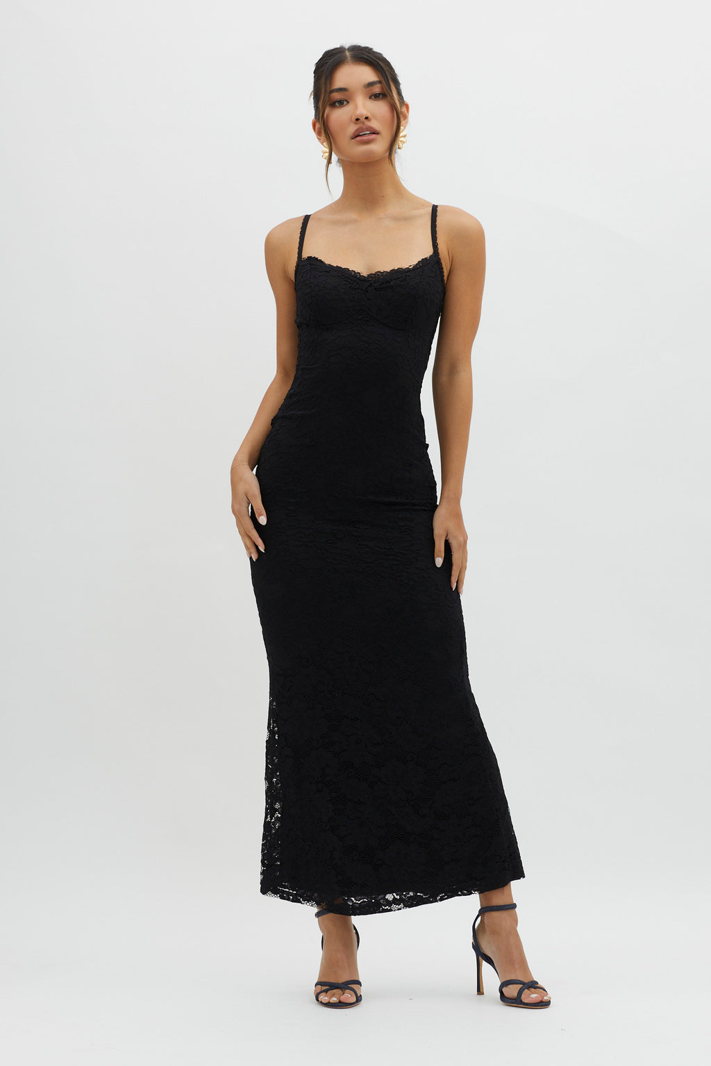 Must Be Love Lace Maxi Dress Double Black by Selfie Leslie Australia