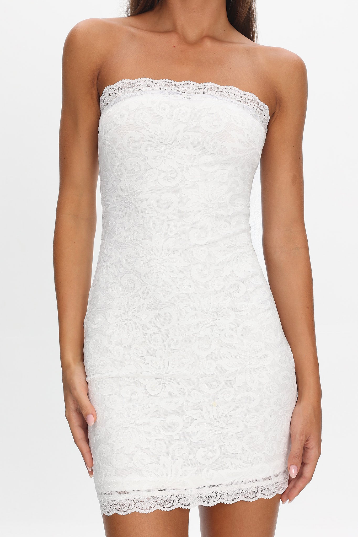 Must Be Love Lace Mini Dress White by Selfie Leslie Australia