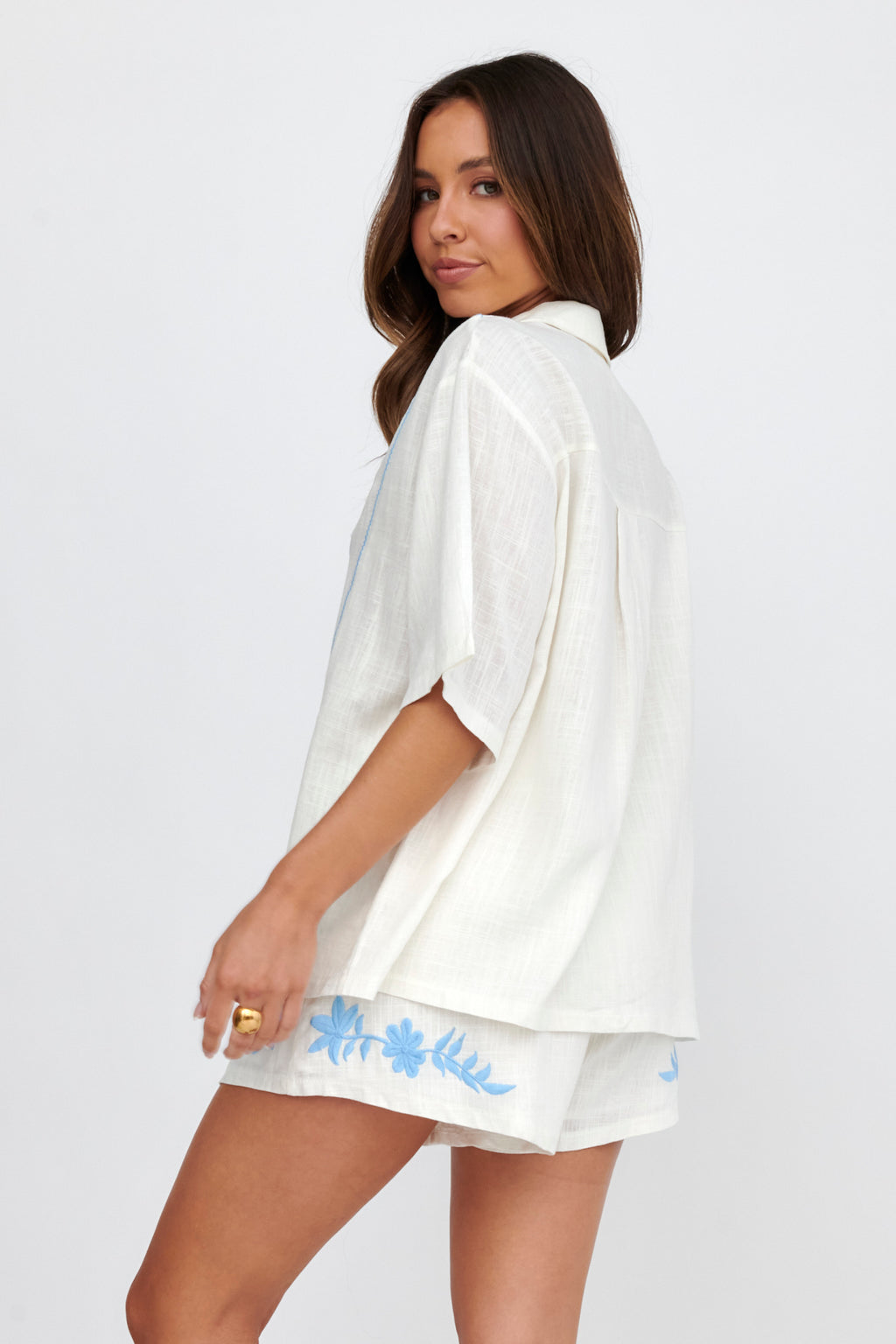 Jeni Embroidered Detail Shirt White by Selfie Leslie Australia