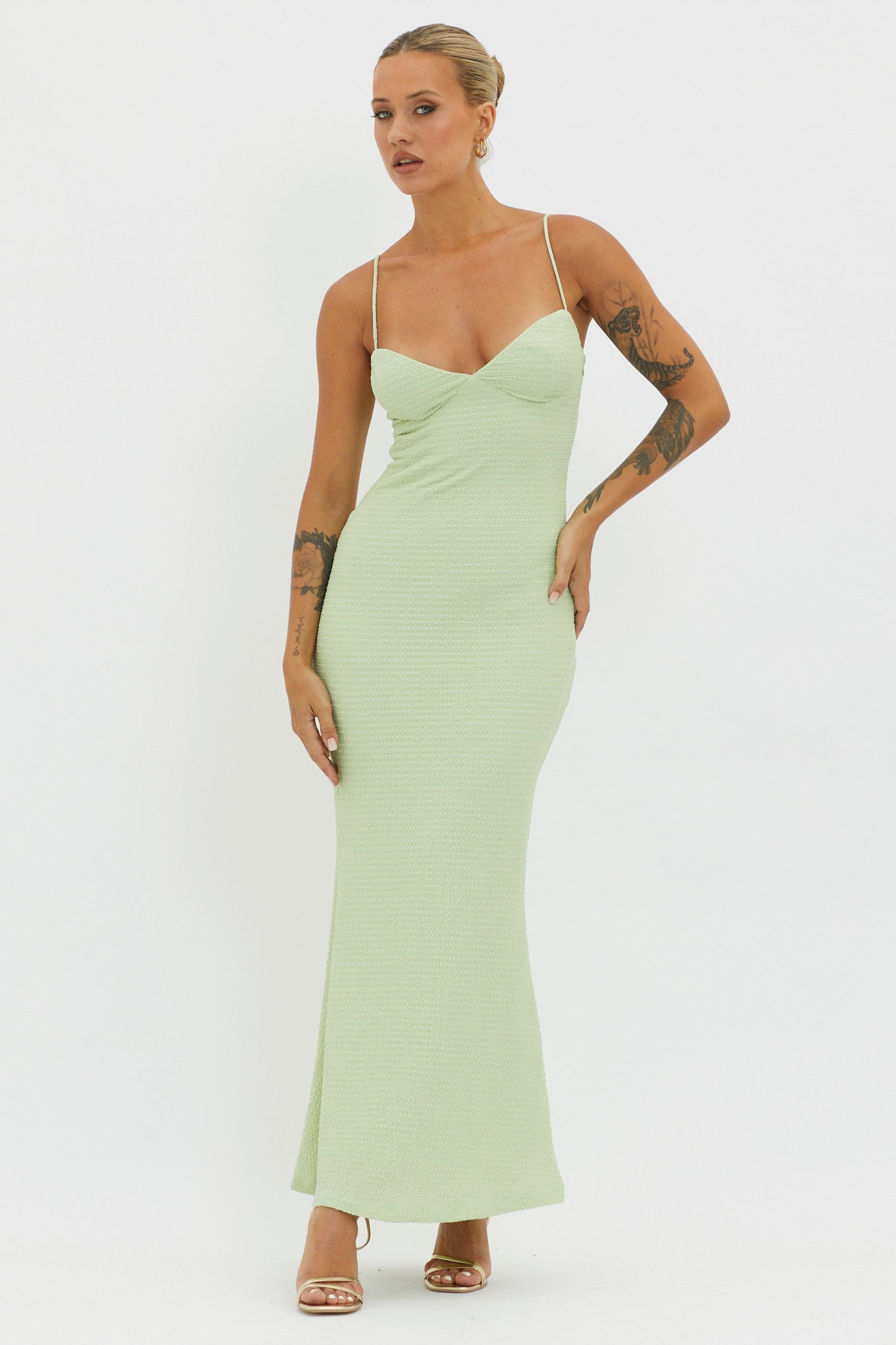 Lennox Elastic Back Bodycon Dress Sage by Selfie Leslie Australia