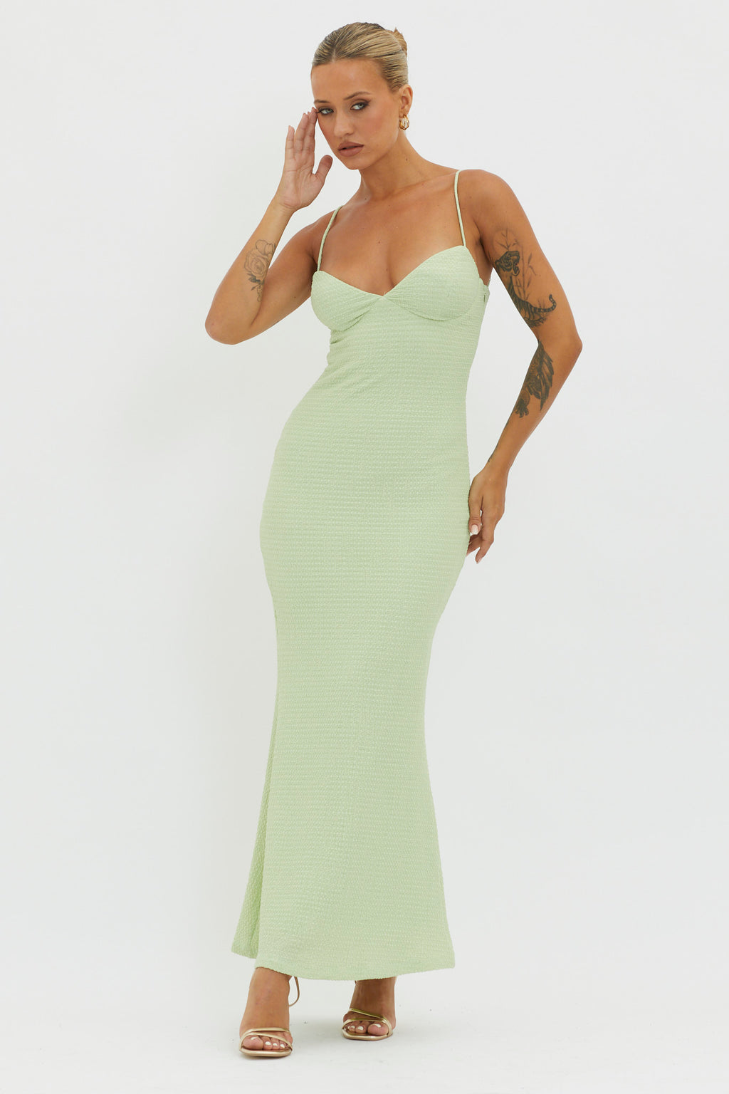 Lennox Elastic Back Bodycon Dress Sage by Selfie Leslie Australia