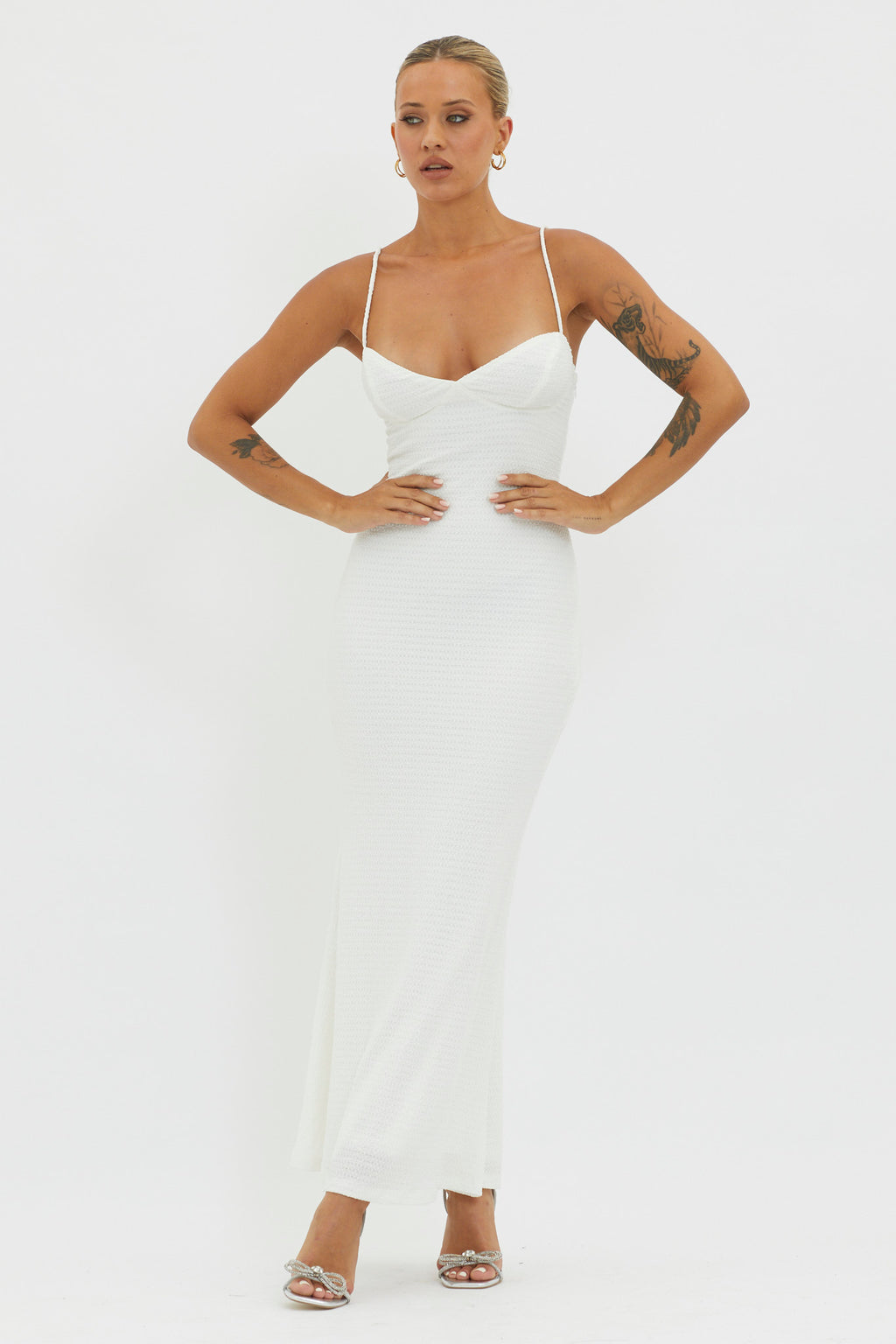 Lennox Elastic Back Bodycon Dress White by Selfie Leslie Australia