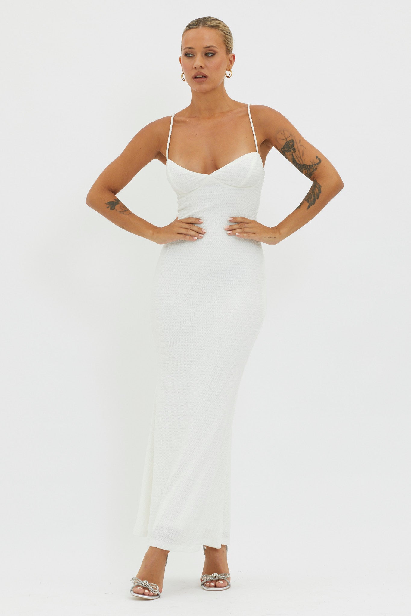 Lennox Elastic Back Bodycon Dress White by Selfie Leslie Australia