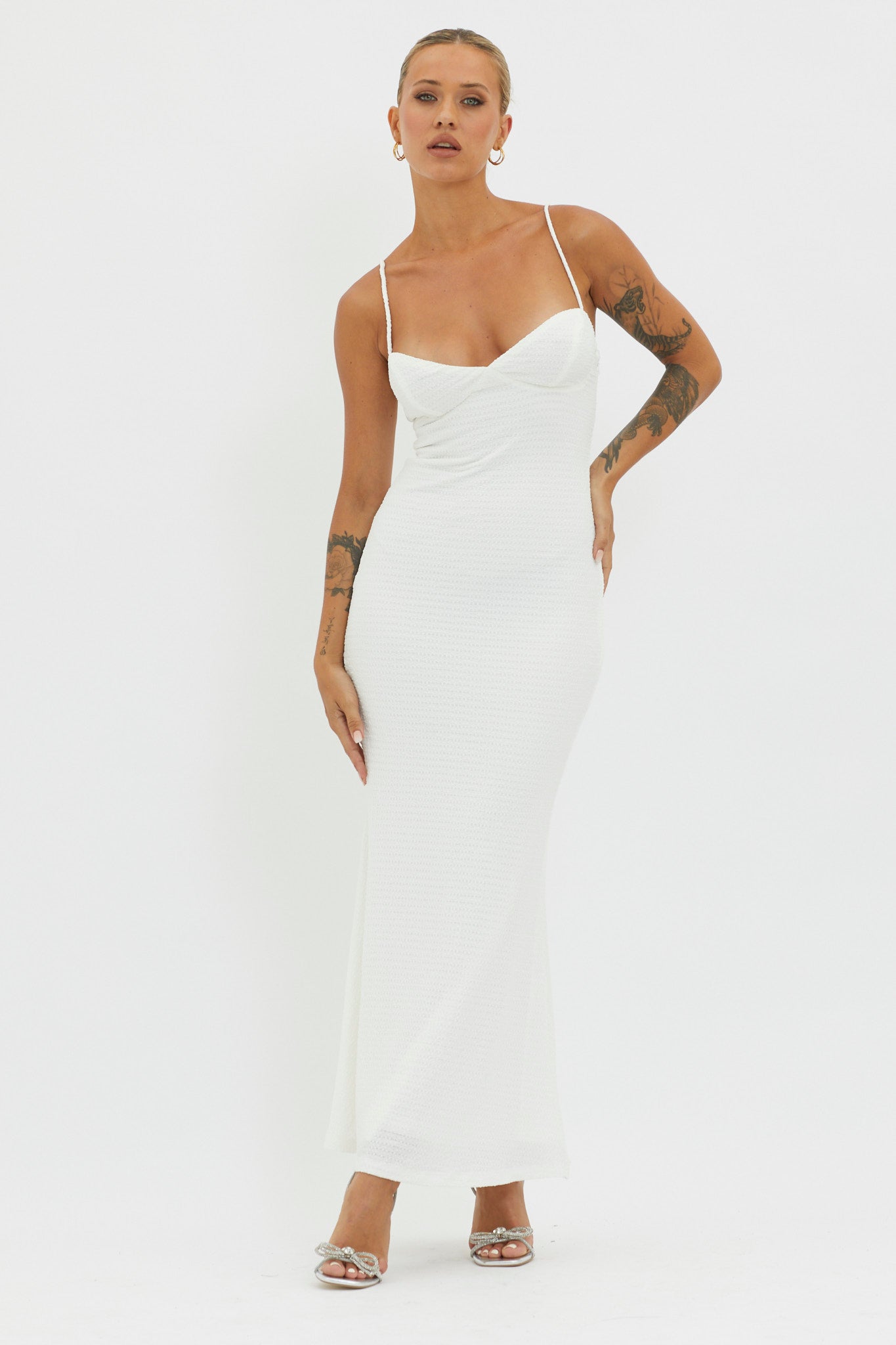 Lennox Elastic Back Bodycon Dress White by Selfie Leslie Australia