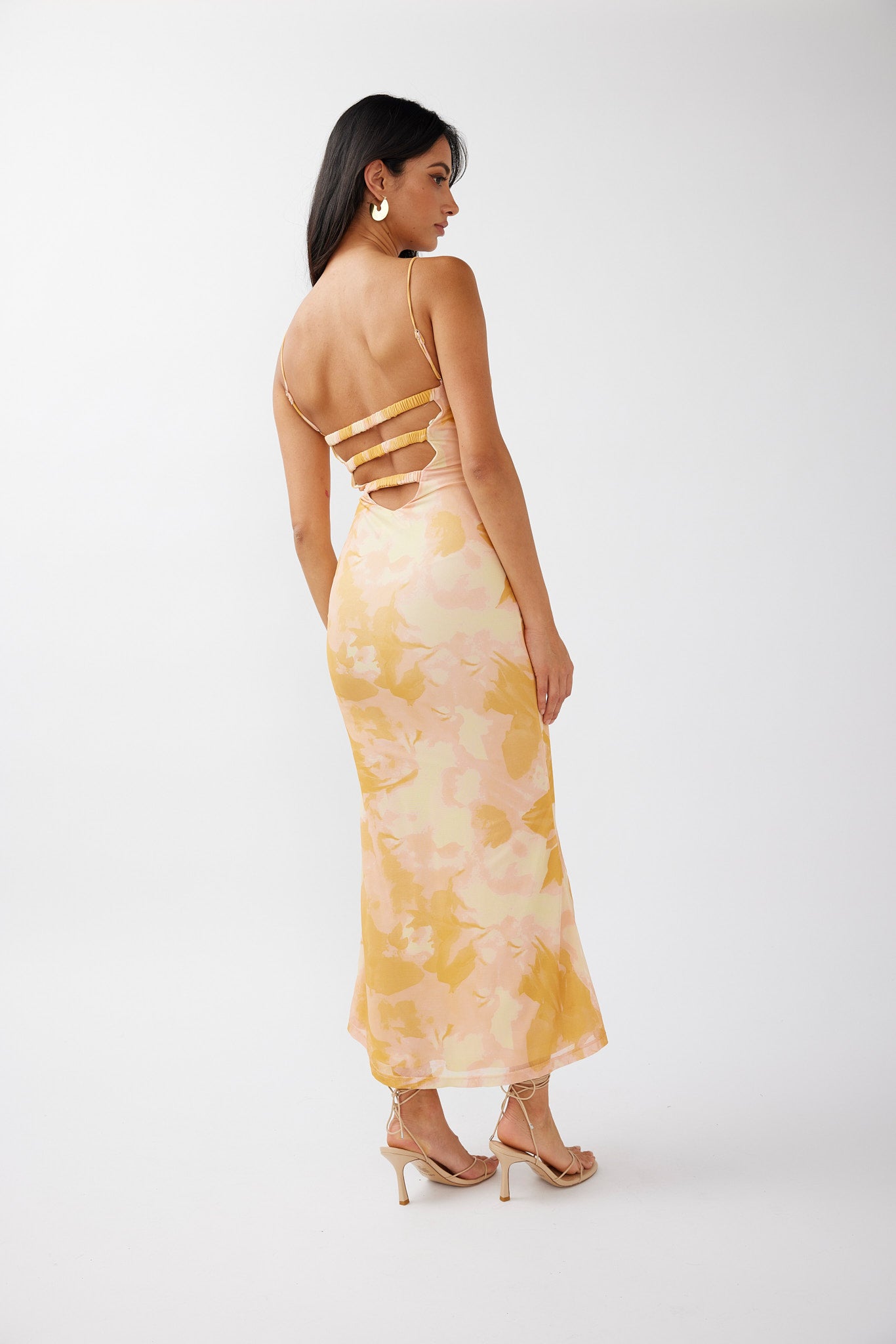 Lennox Elastic Back Bodycon Dress Floral Yellow by Selfie Leslie Australia