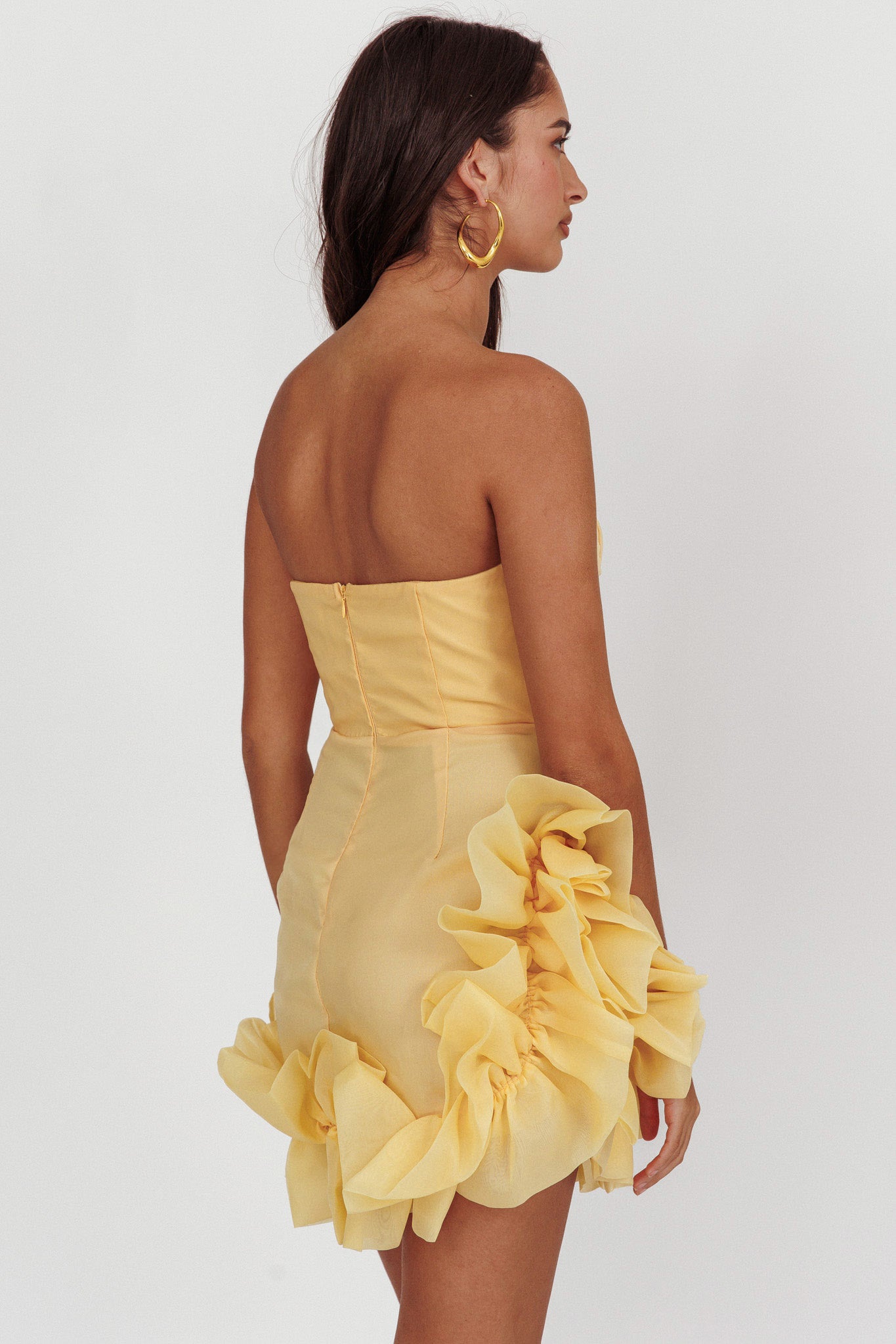 L'amour Toujours Frill Accent Mini Dress Lemon by Selfie Leslie Australia