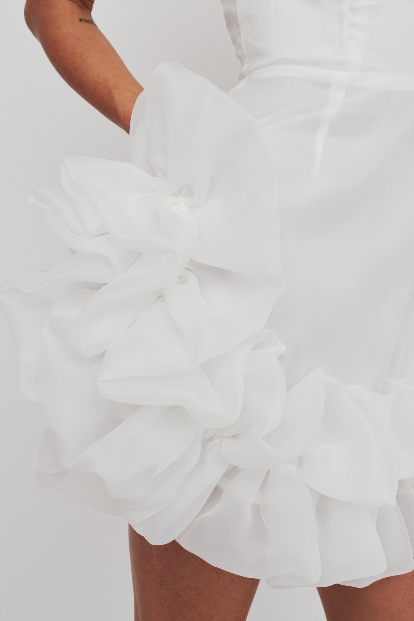 L'amour Toujours Frill Accent Mini Dress White by Selfie Leslie Australia