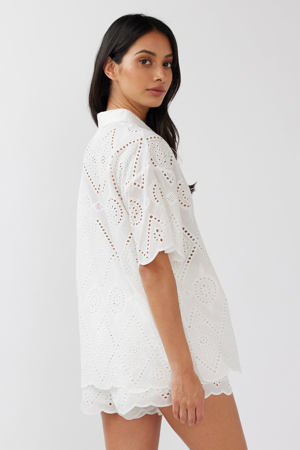 Love Again Eyelet Embroidery Shorts White by Selfie Leslie Australia