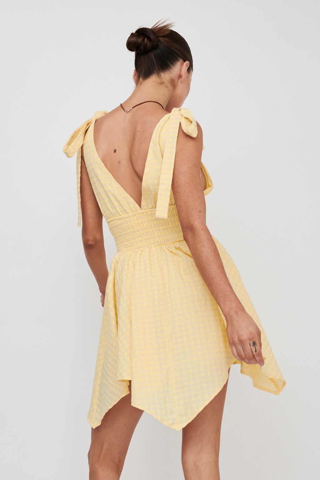 Lido Tied Shoulder Shirred Romper Lemon by Selfie Leslie Australia