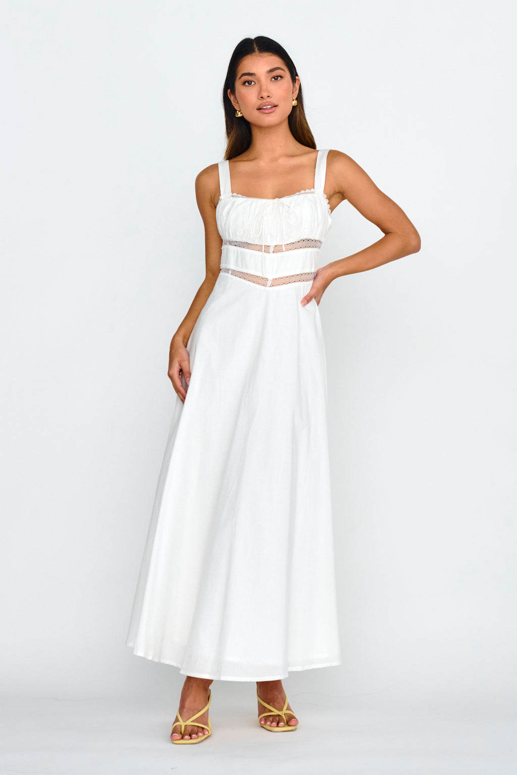 Kasiah Lace Trim Maxi Dress White by Selfie Leslie Australia