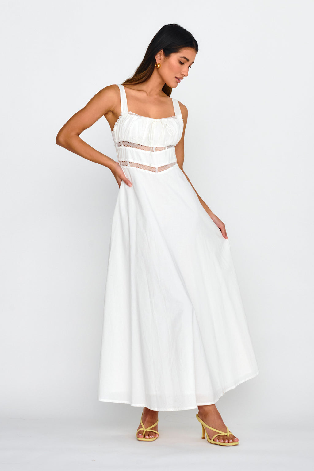 Kasiah Lace Trim Maxi Dress White by Selfie Leslie Australia