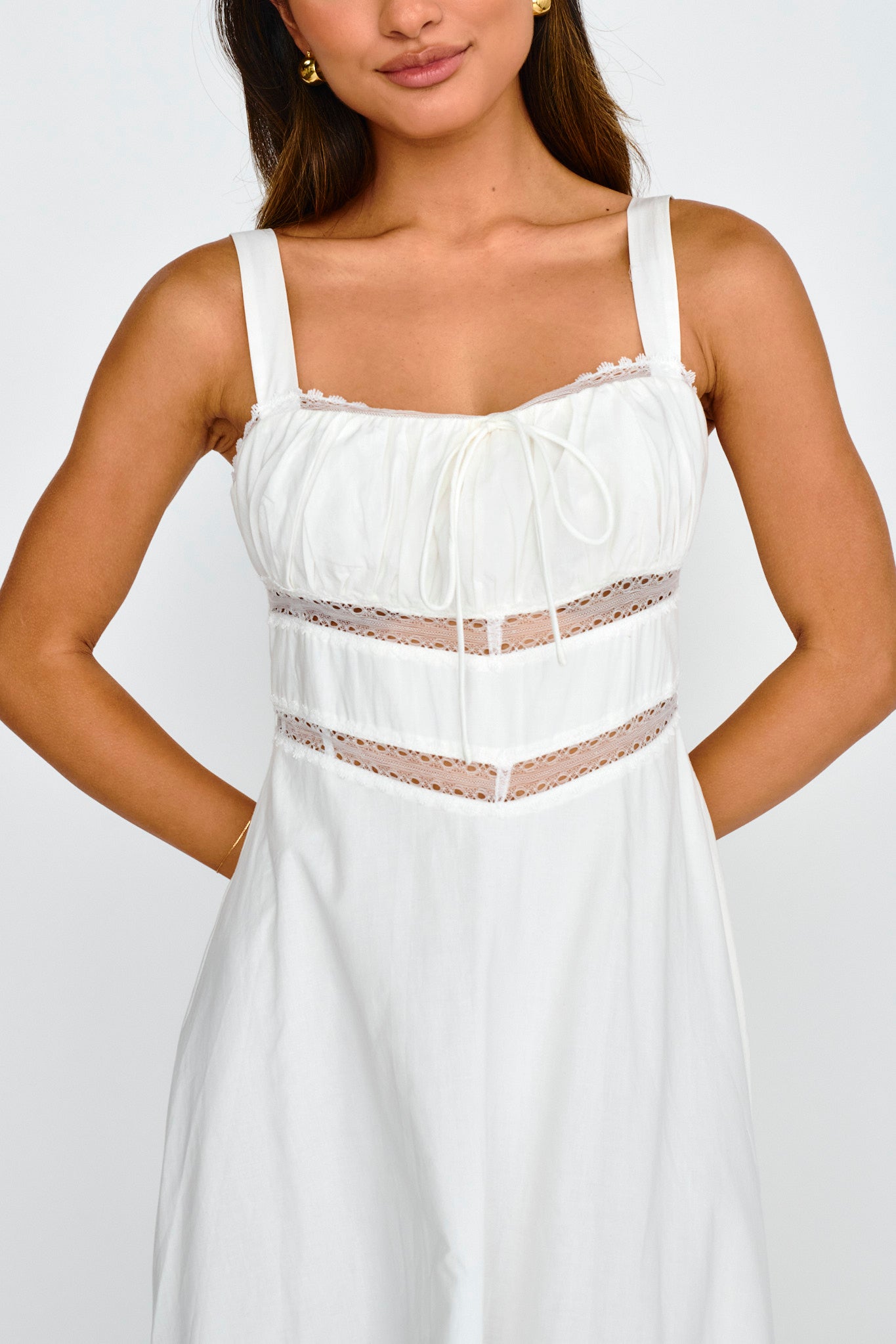 Kasiah Lace Trim Maxi Dress White by Selfie Leslie Australia